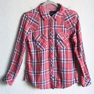 Rails Womens Plaid Cotton Gauze Button Front Long Sleeve Shirt Small